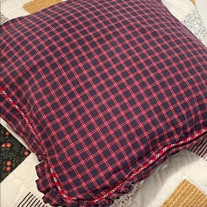 Ralph Lauren set of 3 Navy and Red Plaid Classic Pillow Covers, Made in the USA